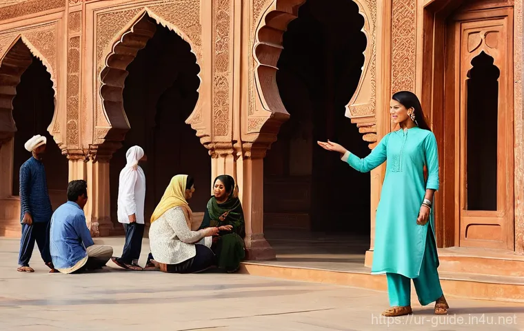 관광통역안내사 시험 면접 성공 사례 - **A focused young woman, dressed in modest and comfortable study attire, is deeply engrossed in prep...