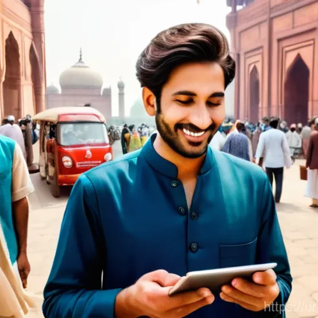 관광통역안내사와 유사 직업 비교 - **Prompt:** "A vibrant, panoramic shot of a modern Pakistani tour guide, late 20s, with a warm smile...