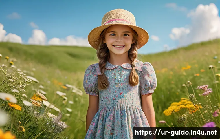 관광통역안내사 직업 만족도와 개선점 - **Prompt:** A young girl (8 years old) with big, innocent eyes and a bright smile, wearing a colorfu...