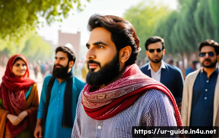 관광통역안내사로서 고객 불만 처리 사례 - A professional Urdu-speaking tour guide attentively listening to a diverse group of travelers with d...