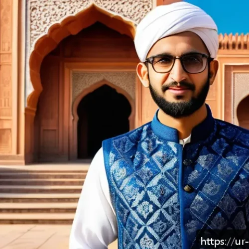 관광통역안내사 현장 노하우 - A professional tourist interpreter dressed in traditional South Asian attire, including a kurta and ...