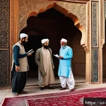 관광통역안내사 업무에서 발생하는 사례별 가이드 - A culturally sensitive tour guide in traditional South Asian attire, respectfully explaining local r...