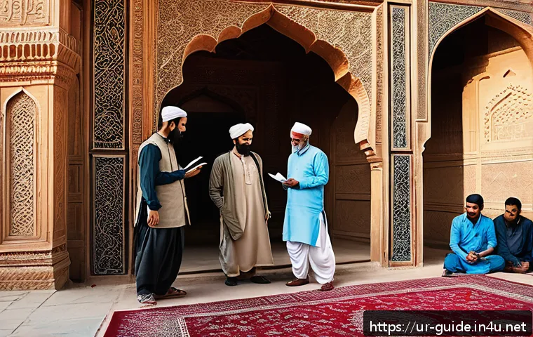 관광통역안내사 업무에서 발생하는 사례별 가이드 - A culturally sensitive tour guide in traditional South Asian attire, respectfully explaining local r...